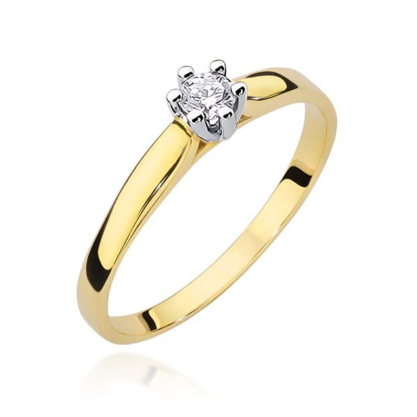 Żółte Złoto Pierścionek z Diamentem 0,15 ct