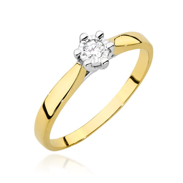 Żółte Złoto Pierścionek z Diamentem 0,08 ct