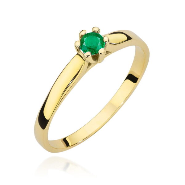 Żółte Złoto Pierścionek z Szmaragdem 0,15 ct
