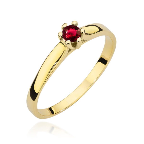 Żółte Złoto Pierścionek z Rubinem 0,15 ct