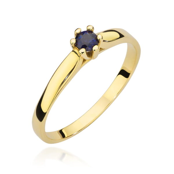 Żółte Złoto Pierścionek z Szafirem 0,15 ct