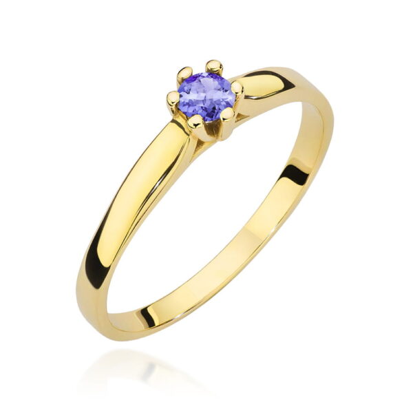 Żółte Złoto Pierścionek z Tanzanitem 0,15 ct
