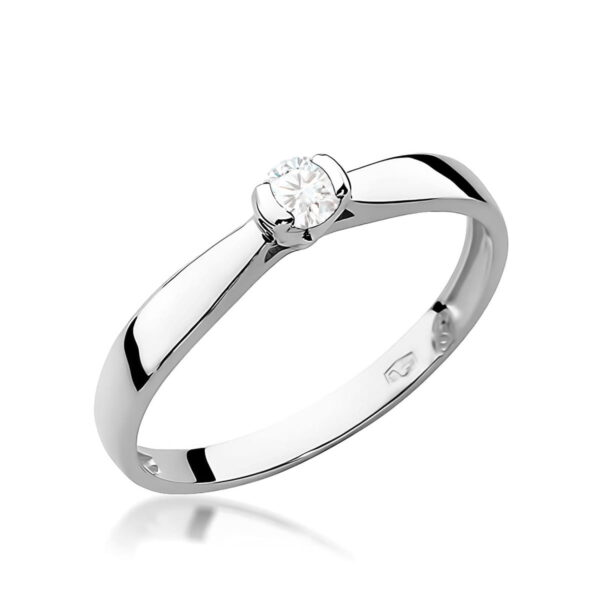 Białe Złoto Pierścionek z Diamentem 0,08 ct