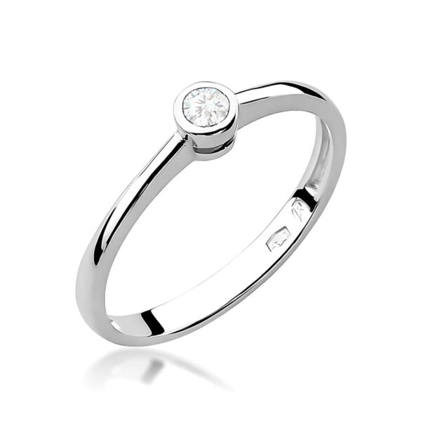 Białe Złoto Pierścionek z Diamentem 0,08 ct