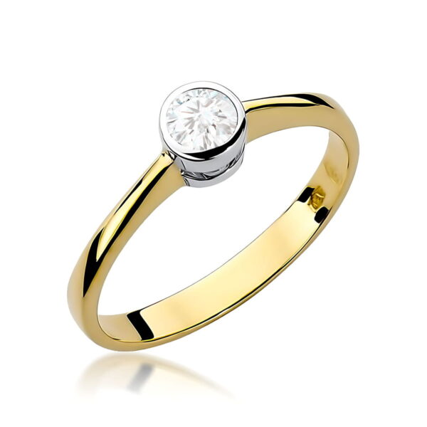 Żółte Złoto Pierścionek z Diamentem 0,30 ct