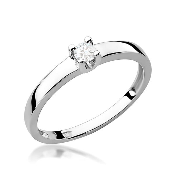 Białe Złoto Pierścionek z Diamentem 0,08 ct