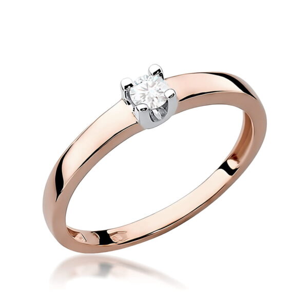 Różowe Złoto Pierścionek z Diamentem 0,08 ct