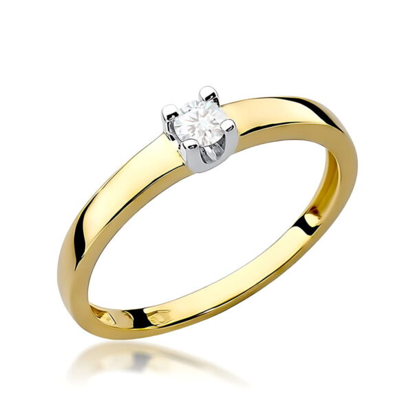 Żółte Złoto Pierścionek z Diamentem 0,12 ct
