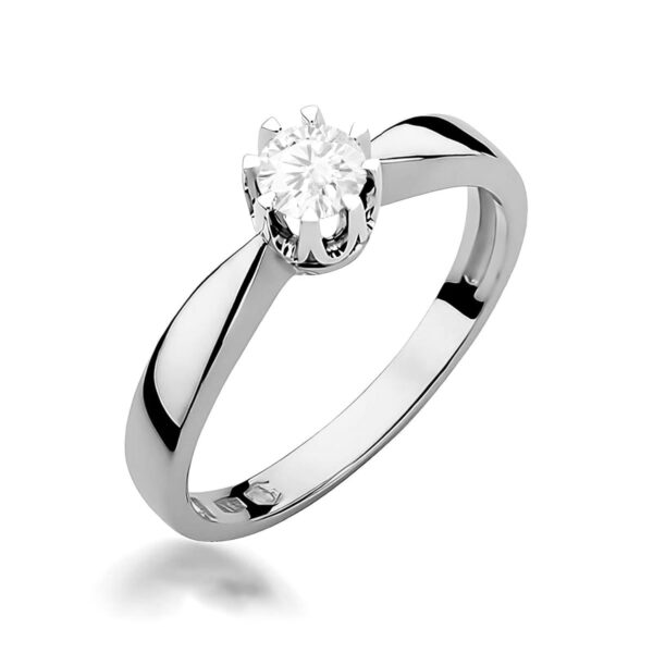 Białe Złoto Pierścionek z Diamentem Laboratoryjnym 0,25 ct