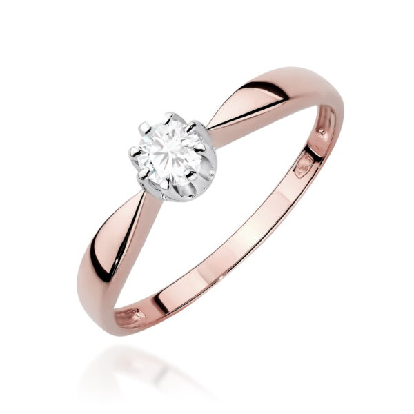 Różowe Złoto Pierścionek z Diamentem 0,15 ct