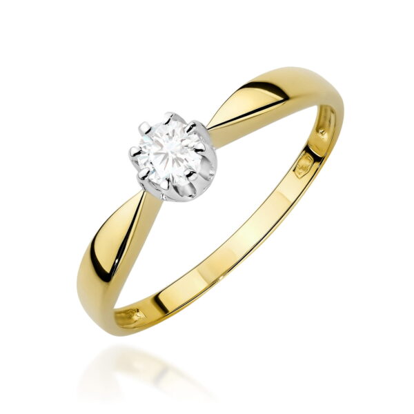 Żółte Złoto Pierścionek z Diamentem Laboratoryjnym 0,15 ct