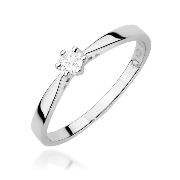 Białe Złoto Pierścionek z Diamentem 0,12 ct