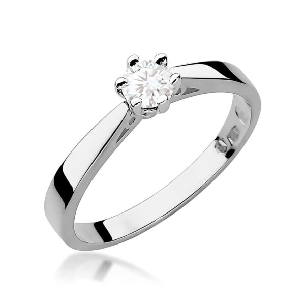Białe Złoto Pierścionek z Diamentem 0,20 ct
