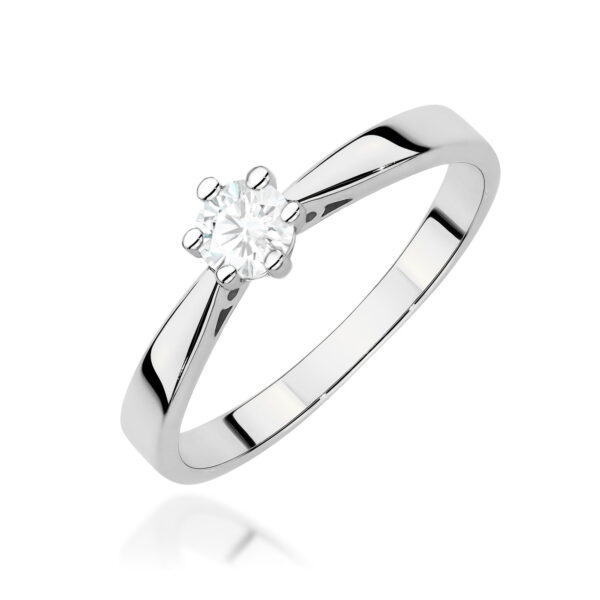 Białe Złoto Pierścionek z Diamentem 0,30 ct