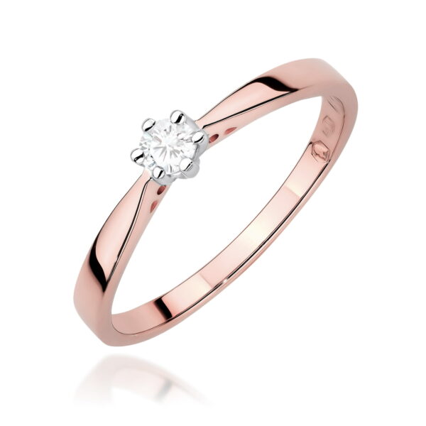 Różowe Złoto Pierścionek z Diamentem 0,12 ct