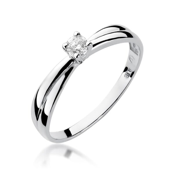 Białe Złoto Pierścionek z Diamentem 0,10 ct