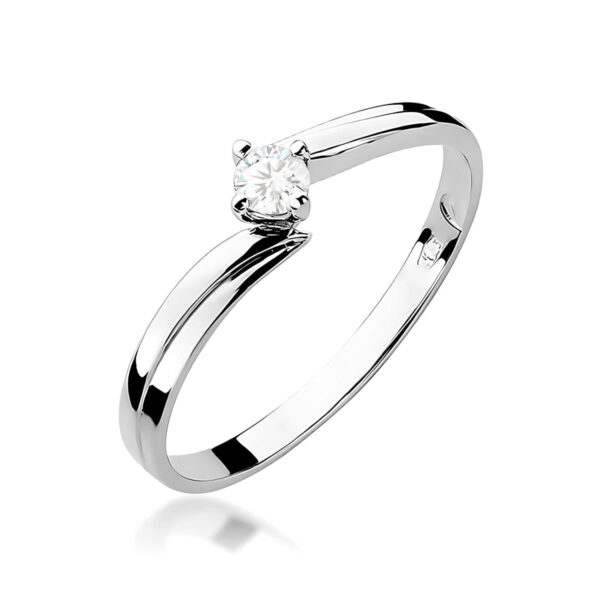 Białe Złoto Pierścionek z Diamentem 0,10 ct