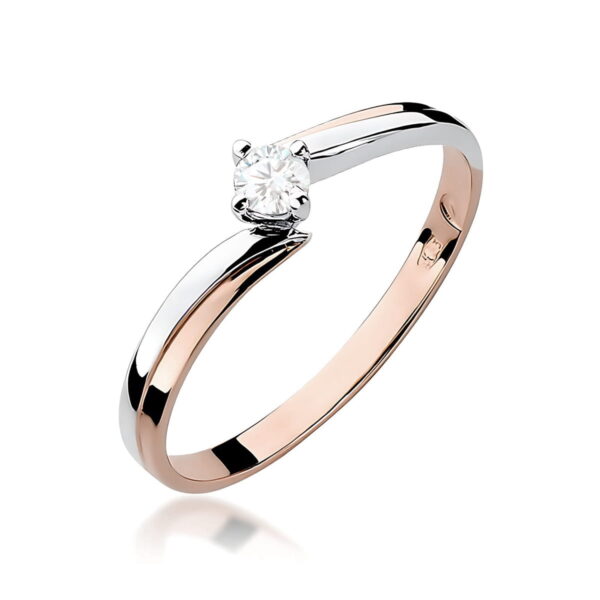 Różowe Złoto Pierścionek z Diamentem 0,08 ct