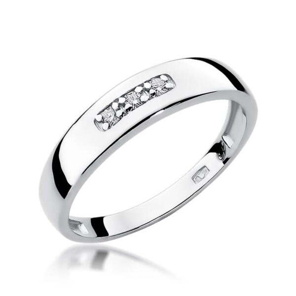 Białe Złoto Pierścionek z Diamentami 0,044 ct