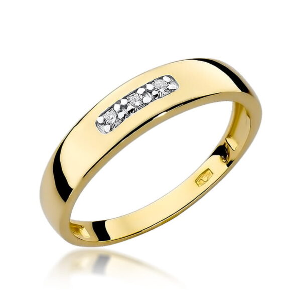 Żółte Złoto Pierścionek z Diamentami 0,044 ct