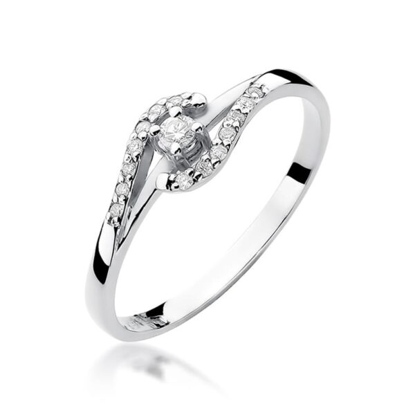 Białe Złoto Pierścionek z Diamentem 0,04 ct