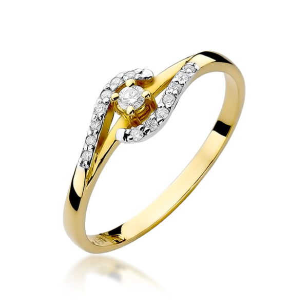 Żółte Złoto Pierścionek z Diamentem 0,04 ct
