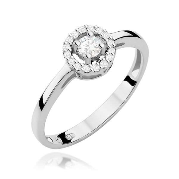 Białe Złoto Pierścionek z Diamentem 0,12 ct
