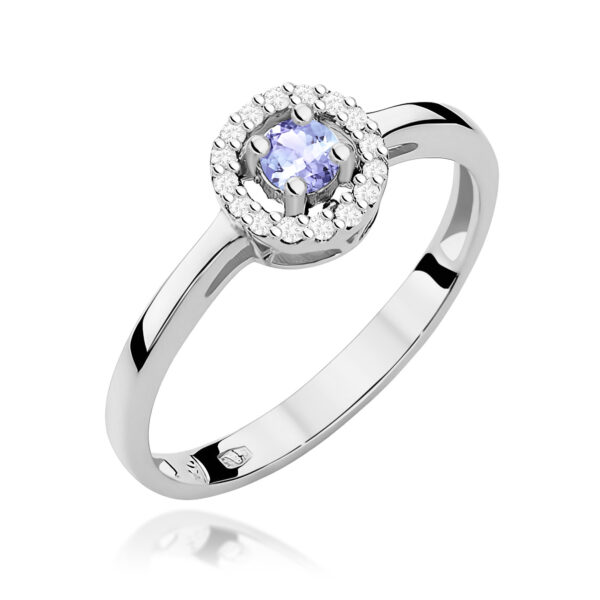 Białe Złoto Pierścionek z Tanzanitem 0,15 ct