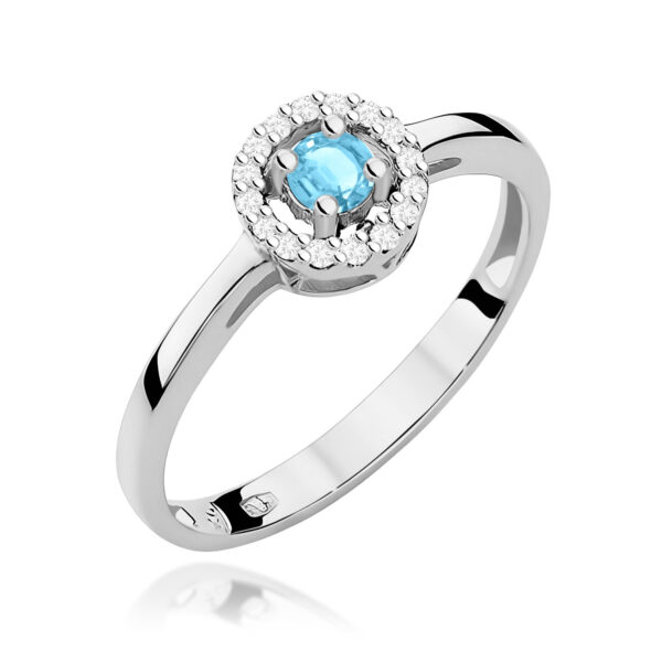 Białe Złoto Pierścionek z Topazem Swiss 0,15 ct