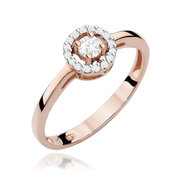 Różowe Złoto Pierścionek z Diamentem 0,12 ct