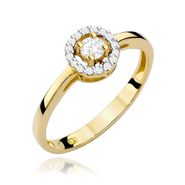 Żółte Złoto Pierścionek z Diamentem 0,12 ct