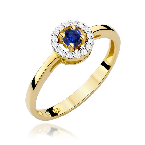 Żółte Złoto Pierścionek z Szafirem 0,15 ct