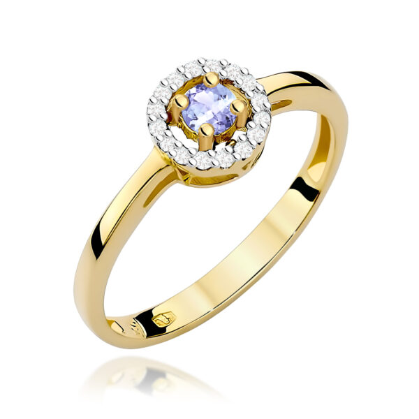 Żółte Złoto Pierścionek z Tanzanitem 0,15 ct