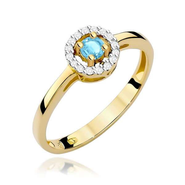 Żółte Złoto Pierścionek z Topazem Swiss 0,15 ct