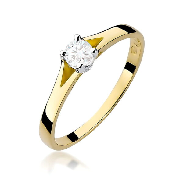 Żółte Złoto Pierścionek z Diamentem 0,20 ct