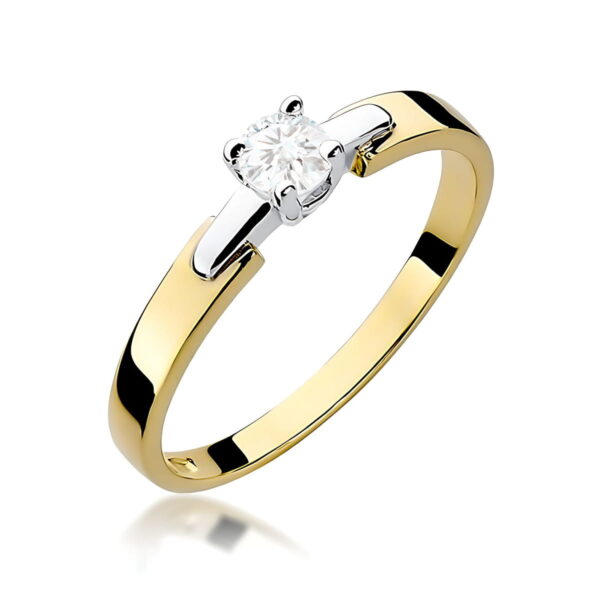 Żółte Złoto Pierścionek z Diamentem 0,20 ct
