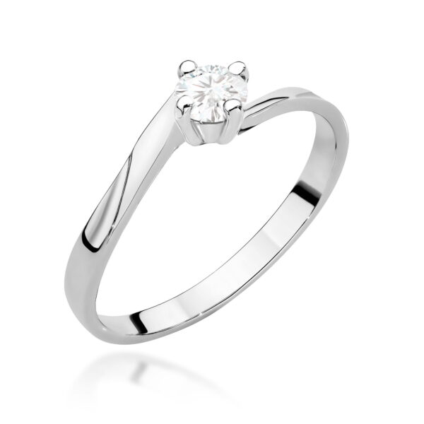 Białe Złoto Pierścionek z Diamentem 0,20 ct