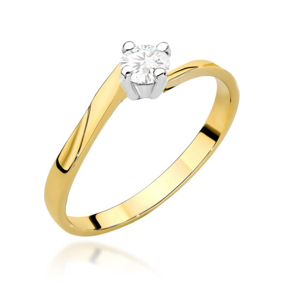 Żółte Złoto Pierścionek z Diamentem 0,20 ct
