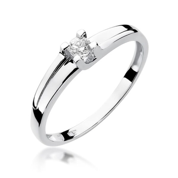 Białe Złoto Pierścionek z Diamentem 0,12 ct