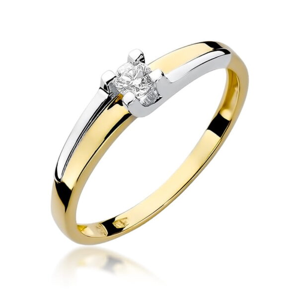 Żółte Złoto Pierścionek z Diamentem 0,12 ct