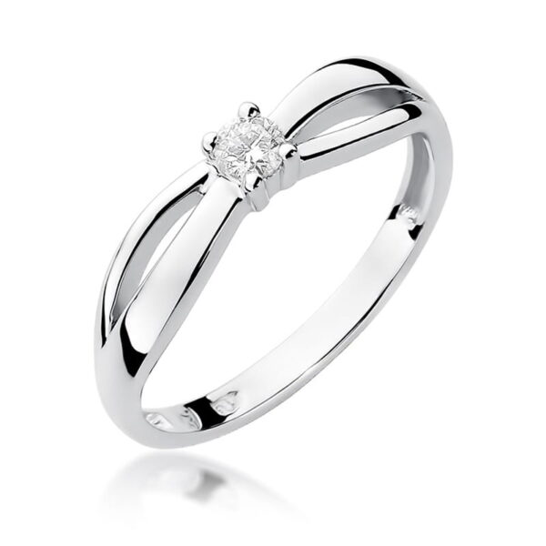 Białe Złoto Pierścionek z Diamentem 0,10 ct