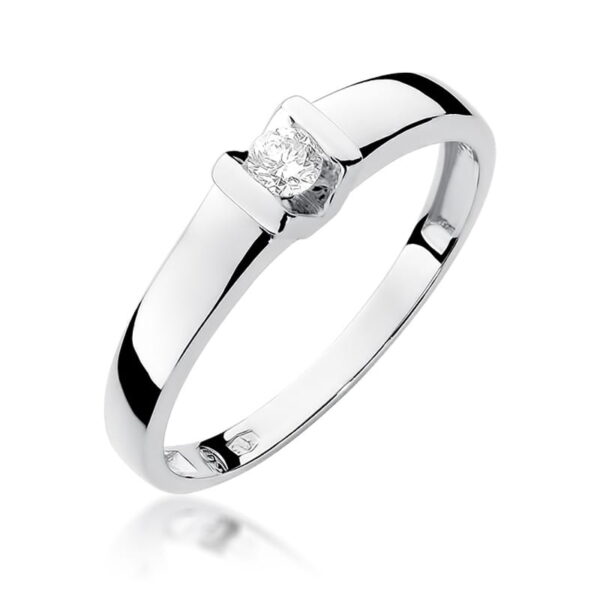 Białe Złoto Pierścionek z Diamentem 0,10 ct