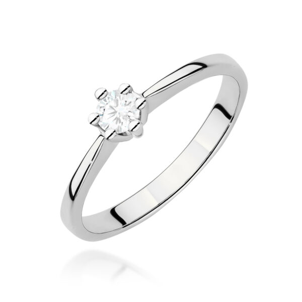 Białe Złoto Pierścionek z Diamentem Laboratoryjnym 0,15 ct