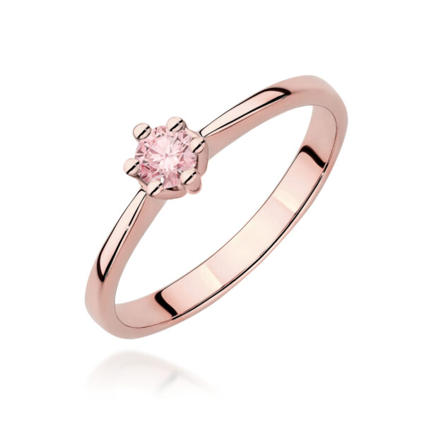 Różowe Złoto Pierścionek z Różowym Diamentem Laboratoryjnym 0,15 ct