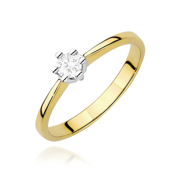 Żółte Złoto Pierścionek z Diamentem 0,15 ct