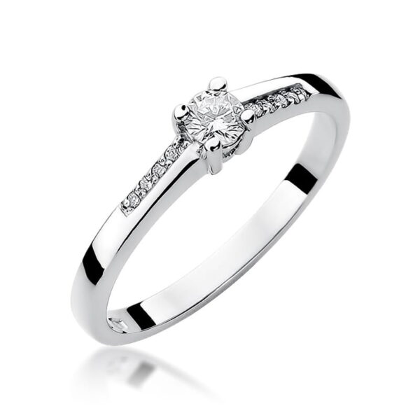 Białe Złoto Pierścionek z Diamentem 0,15 ct