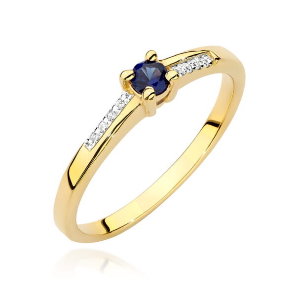 Żółte Złoto Pierścionek z Szafirem 0,15 ct