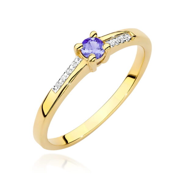 Żółte Złoto Pierścionek z Tanzanitem 0,15 ct