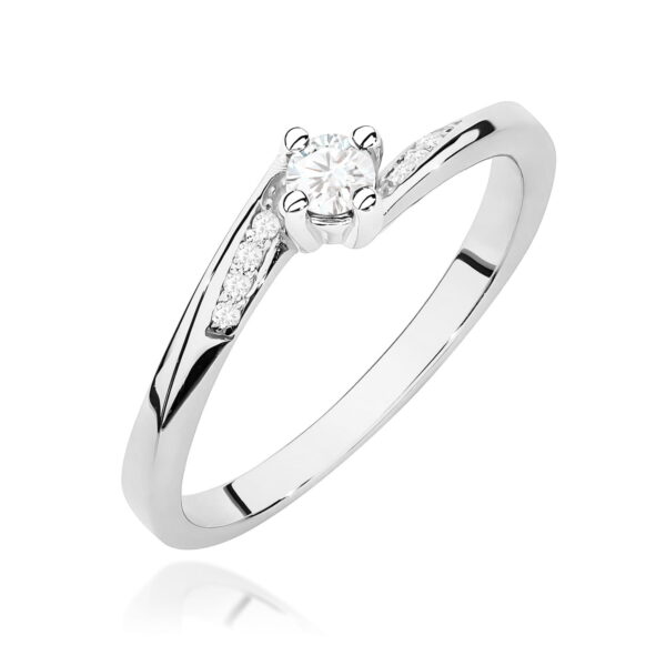 Białe Złoto Pierścionek z Diamentem 0,10 ct