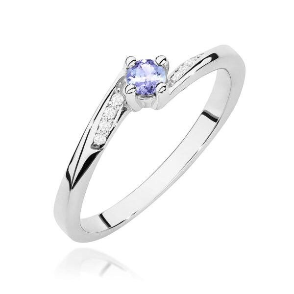 Białe Złoto Pierścionek z Tanzanitem 0,15 ct